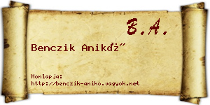 Benczik Anikó névjegykártya