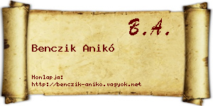 Benczik Anikó névjegykártya